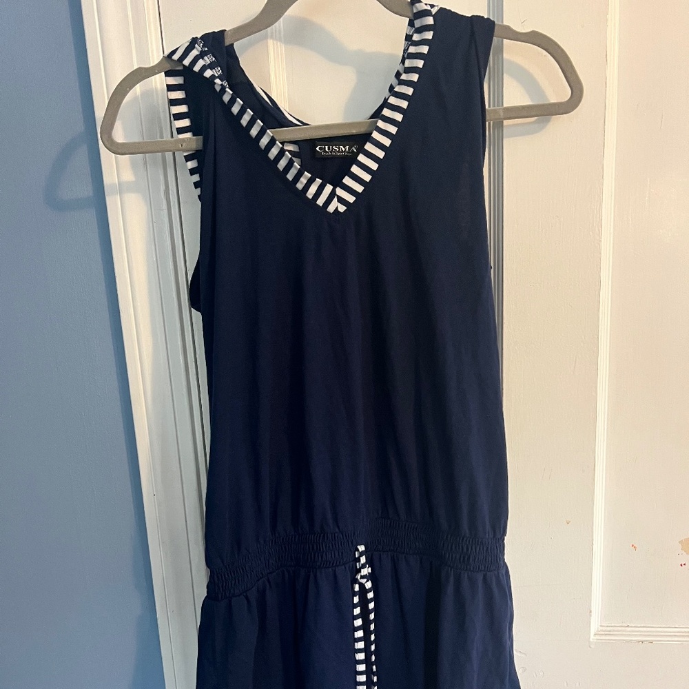 Cusma Navy and White cotton Dress